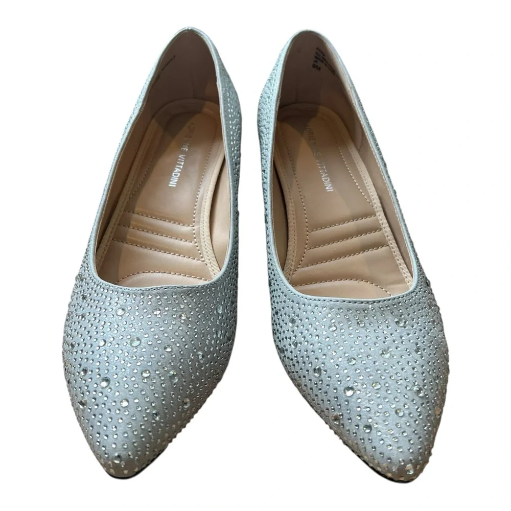 Adrienne Vittadini Woman’s Silver Studded Block Heels Size 9